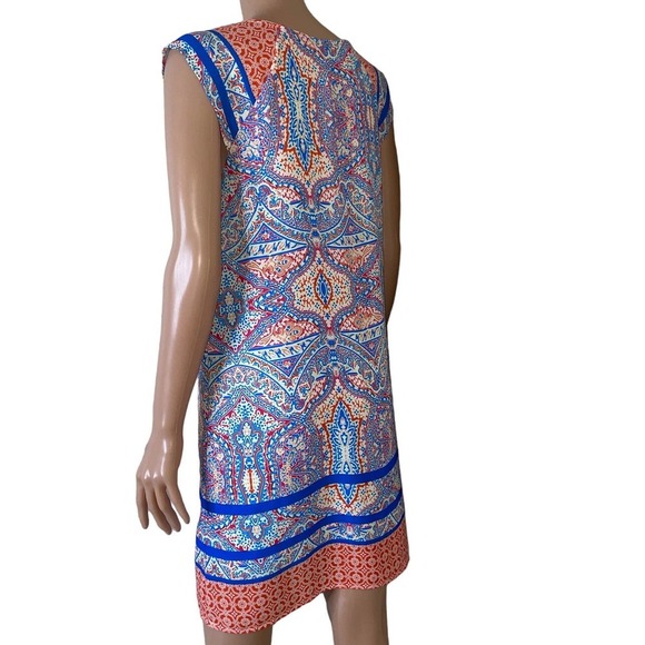 Everly Women's dress Orange Blue Boho Print A-line Size Sm Anthropologie sheath - Picture 8 of 8